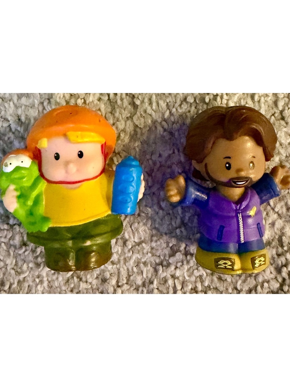 Fisher-Price Little People Eddie With Frog & Camper Dad Lot of 2 Figures